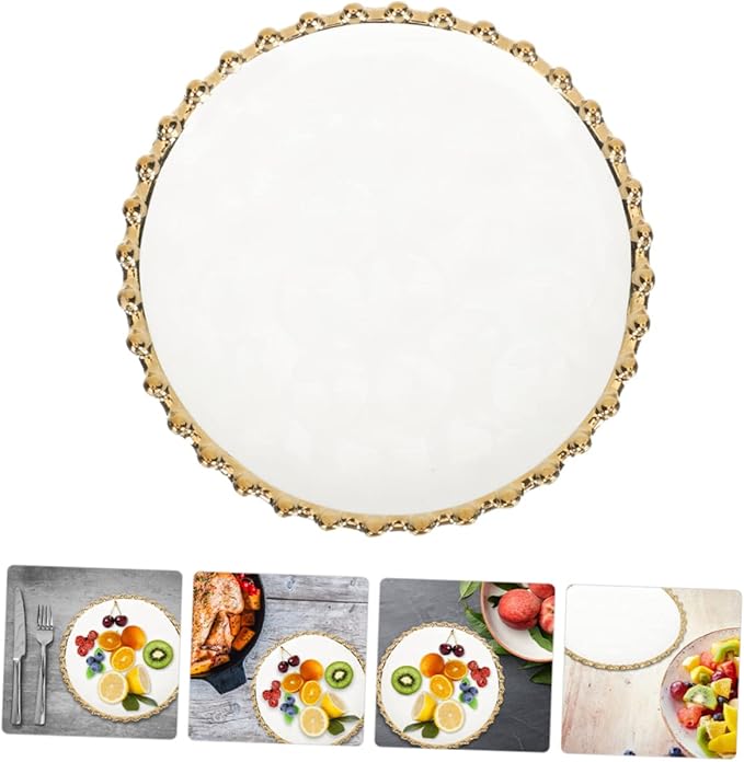 Porcelain Ceramic Dinner Plate and Appetizer Tray for Household and Restaurant Use Smooth Safe Surface Easy to Clean for Salad Pasta Snacks Serving White Design