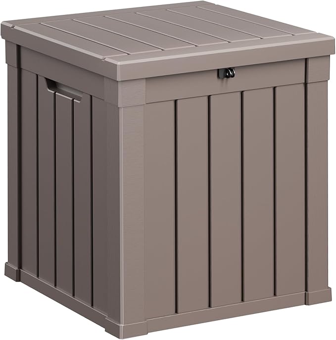 ROJIK 57 Gallon Outdoor Storage Housing Deck Box - Waterproof Patio Furniture, Garden Tools, Cushions, Pool Accessories Storage Bench with Lockable Lid and Side Handles（Grey）