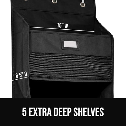 GORILLA GRIP Over The Door Organizer Storage, 5 Deep Hanging Shelves, Holds