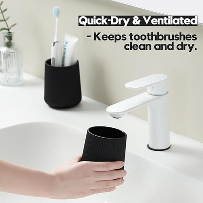 Black Striped Toothbrush Holder