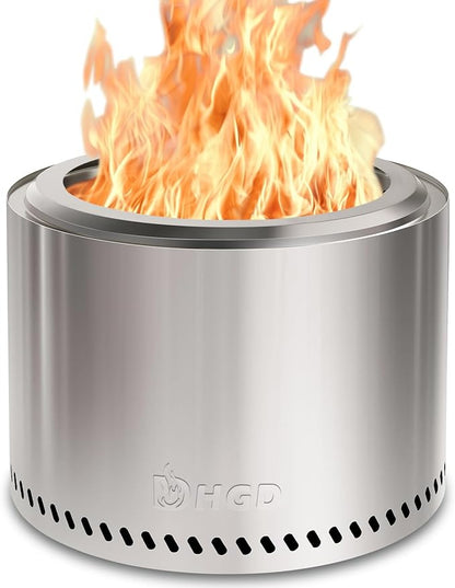 HGD 16 inch Smokeless Fire Pit for Outside, Stainless Steel Fire Pits, Smokeless FirePit Outdoor for Camping Backyard Patio Garden Picnic