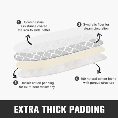Ironing Board Cover and Pad, Standard Size 12" x 42" Iron Board Replacement