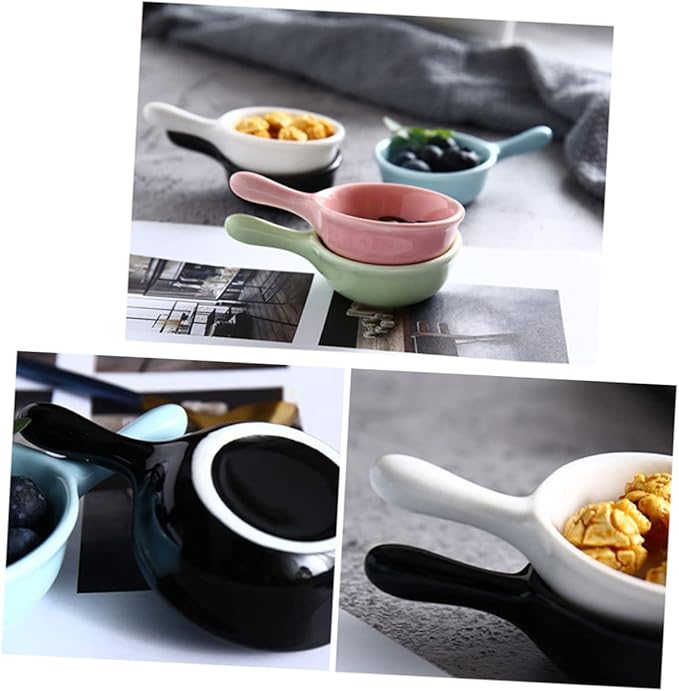 Unique Handle Ceramic Sauce Dishes Snack Plates Seasoning Bowls White for Restaurants Homes