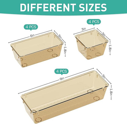 WOWBOX 6 Pack Clear Drawer Organizer Set, Acrylic Drawer Storage Trays