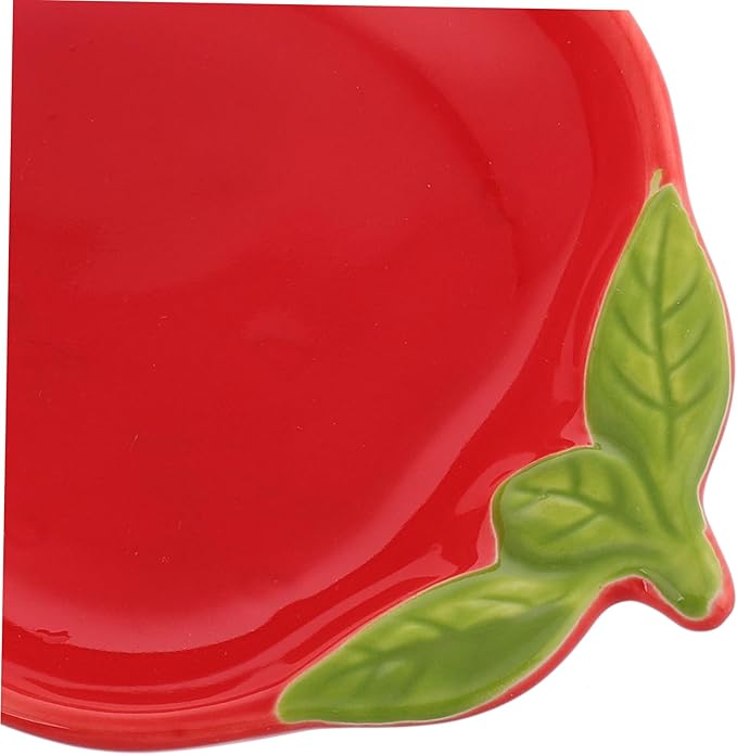 PRETYZOOM 2pcs Strawberry Shape Ceramic Plates Small Fruit Dish for Snacks and Sauces Cute Porcelain Appetizer Plates for Home and Restaurant Use