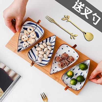 Appetizers Plates Ceramic Material Leaf Shape Design Snack Candy Saucers Bowls Sauce Dishes Kitchen Sushi Soy Sauce Dishes