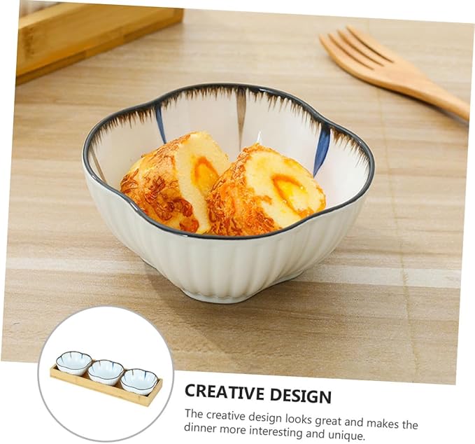 Japanese Ceramic Snack Dish Set 6-Piece Stylish Appetizer Plates Divided Sauce and Seasoning Bowls for Home Dining for Dipping Serving Desserts and Snacks