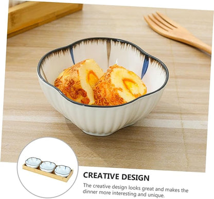 Japanese Ceramic Snack Dish Set 6-Piece Stylish Appetizer Plates Divided Sauce and Seasoning Bowls for Home Dining for Dipping Serving Desserts and Snacks
