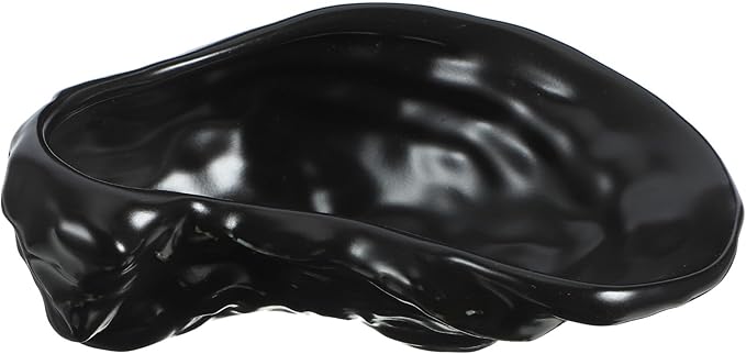 Ceramic Oyster Shell Shaped Appetizer Plate Matte Black Food Dish Creative Seafood Serving Plate for Molecular Cuisine Party Use