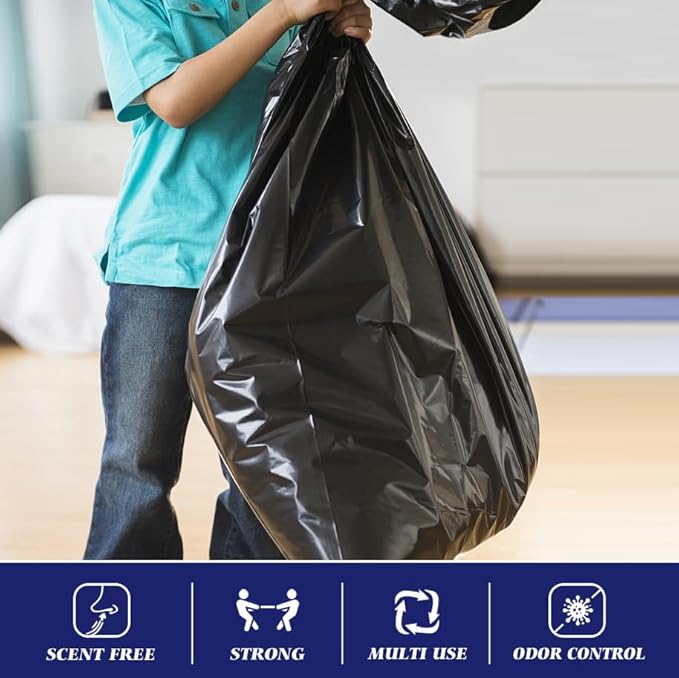 Teivio Trash Bags, 55-60 Gallon,