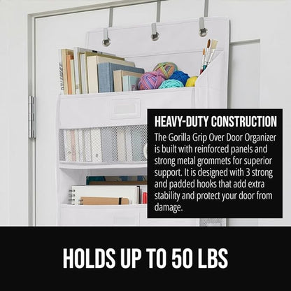 GORILLA GRIP Over The Door Organizer Storage, 5 Deep Hanging Shelves, Holds