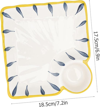 Luxshiny Japanese Ceramic Snack Serving Plate Dipping Saucer Food Dish Waterproof and Microwave Safe for Breakfast Sushi and Appetizers