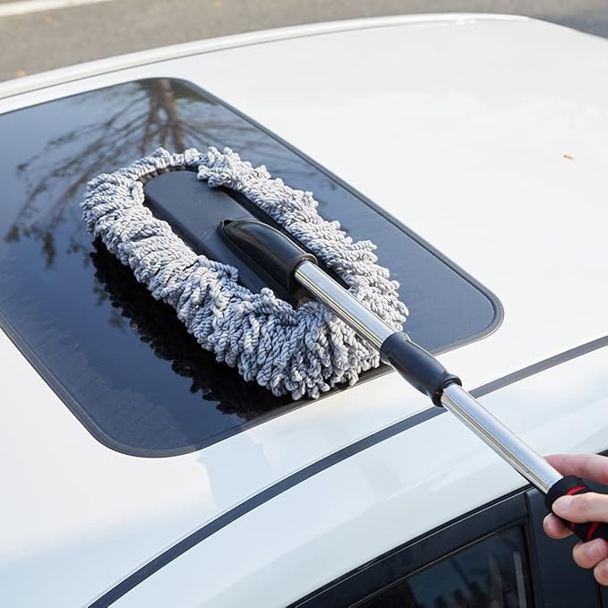 Microfiber Car Duster Exterior Scratch Free, Extendable Handle Interior