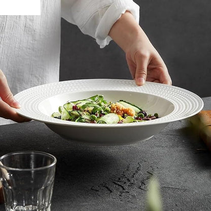 Plates Dinner Plate Simple Ceramic Salad Plate Kitchen Restaurant Main Dish Plate Household Pure White Soup Bowl，C 12inch One Size