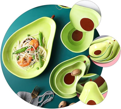 Avocado Shape Ceramic Plate Medium Crack Resistant Fruit Serving Platter Appetizer Dish for Parties Family Gatherings Weddings Lightweight Food Container