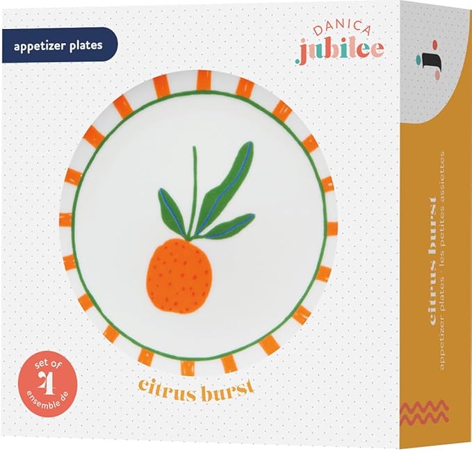 Jubilee Porcelain Tropical Appetizer Plates, Set of 4