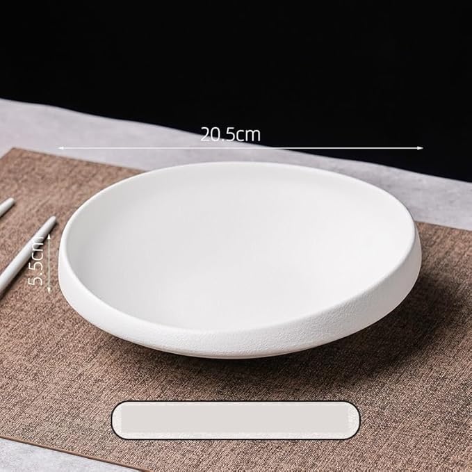 Plates Simple Ceramic Plate Salad Plate Irregular Deep Plate Home Cold Dish Plate Western Food Platter Dinner Plates(B,Medium)