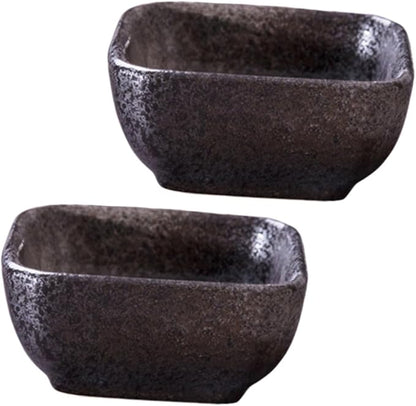 2pcs Ceramic Sauce Dishes Snack Plate Seasoning Bowl Stoneware Plates for Home Restaurant