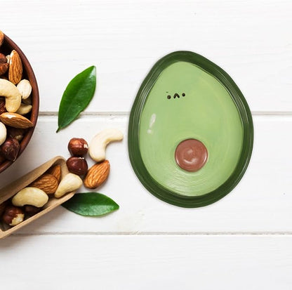 STOBAZA Creative Cute Avocado Fruit Shaped Ceramic Appetizer Plate 4-inch Hand-painted Snack Dish Dipping Sauce Tray for Home Dining and Party