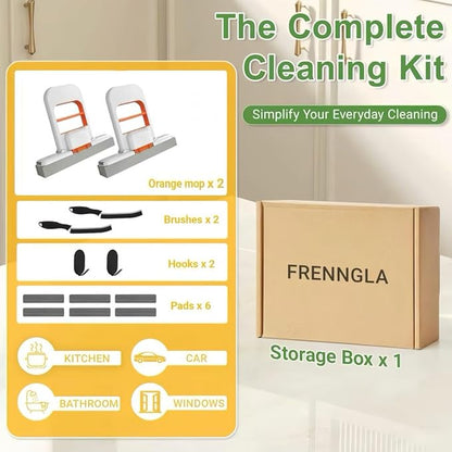 2 Pcs Mini Mop for Small Spaces, Foldable Self-Squeeze Wet and Dry Sponge Mop