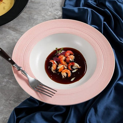 Dessert Plates Simple Ceramic Plate Hotel Restaurant Light Luxury Brushed Dish Dinner Tableware(9inch-white)