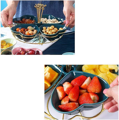 Ceramic cutlery salad bowl Snack Plate Appetizer Plate Ceramic Tableware Household Seasoning Plate Dipping Sauce Plate Fruit Plate Snack Bowl With Bracket small bowl (Color : B)