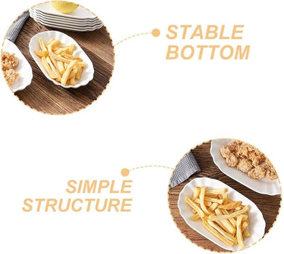 Luxshiny 2pcs Creative Ceramic Snack Plates Appetizer Dishes for Fruit French Fries and Dipping Sauces Elegant Kitchen Serving Plates for Parties and Casual Gatherings