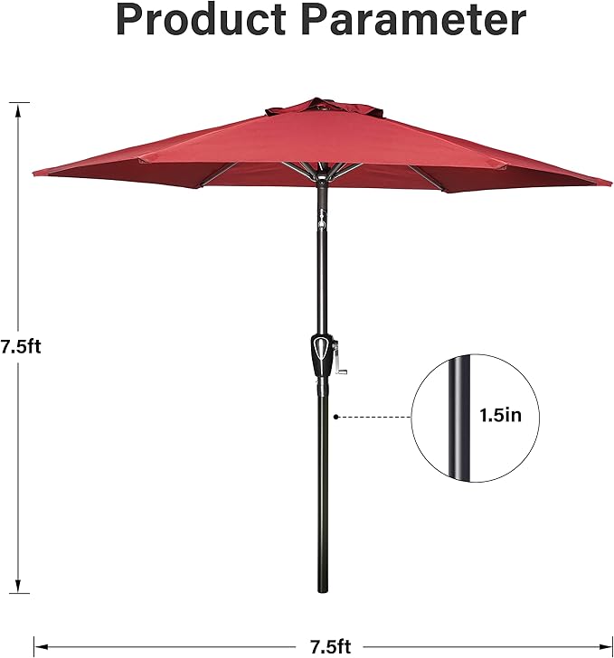 Simple Deluxe 9' Patio Umbrella Outdoor Table Market Yard Umbrella with Push Button Tilt/Crank
