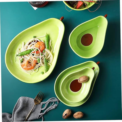 Amosfun Avocado Shape Appetizer Plate Creative Ceramic Snack Dish for Desserts and Fruits Cute Tableware for Parties and Picnics