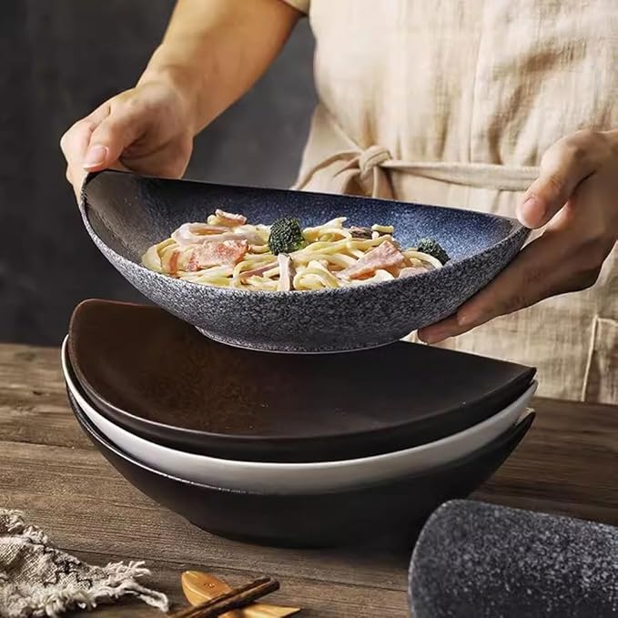 Pasta Bowls Appetizer Plates Ceramic Plate Dish Plate Household Salad Plate Cold Dish Plate Restaurant Commercial Large Plate Light Luxury Soup Plate Western Food Plate Dining Serving Plates for