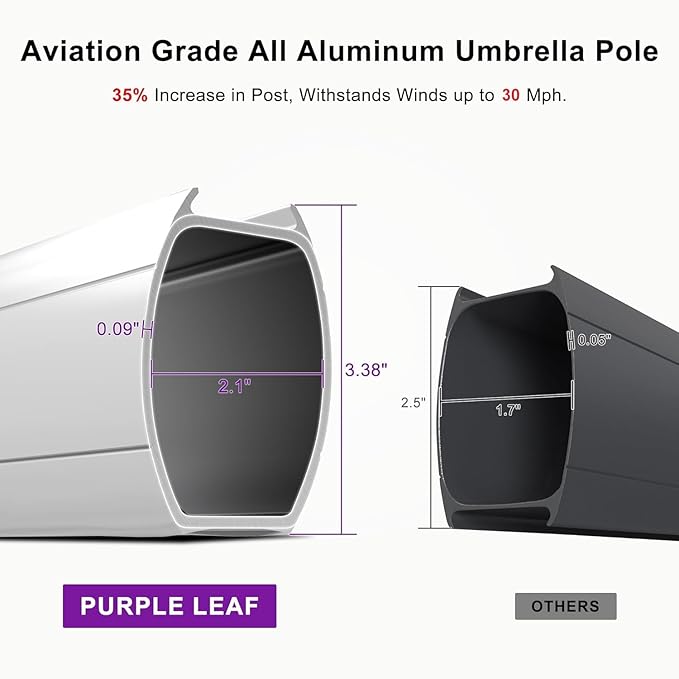 PURPLE LEAF 9ft Patio Umbrella Outdoor Square Umbrella Large Cantilever Umbrella Windproof Offset Heavy Duty Sun for Garden Deck Pool Patio, Brick Red