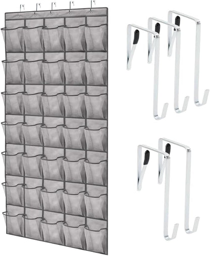 GORILLA GRIP Over the Door Shoe Organizer, 35 Large Breathable Mesh Pockets