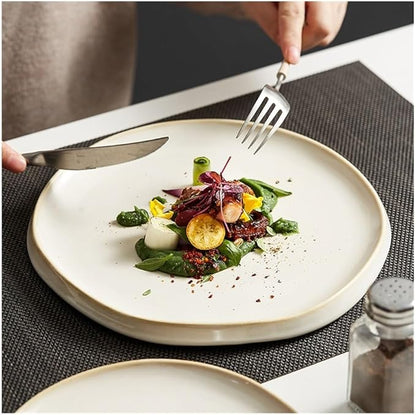 Dining Plate, Simple Ceramic Dinner Plates Round Pasta Steak Plate Restaurant Solid Color Creative Tableware Snack Dessert Tray Cooking Dishes,Kitchen Plates，One Color 10 inch