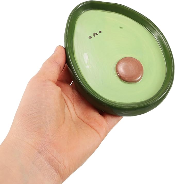 Healifty Cute Avocado-shaped Small Ceramic Plate 4-inch Hand-painted Fruit Dish Snack Appetizer Plate for Home Use and Dipping Sauces