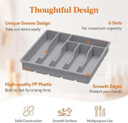 Lifewit Silverware Drawer Organizer Tray, Plastic Cutlery Storage