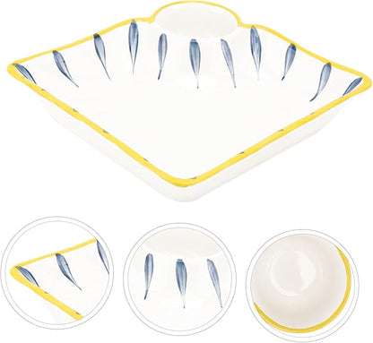 Luxshiny Japanese Ceramic Snack Serving Plate Dipping Saucer Food Dish Waterproof and Microwave Safe for Breakfast Sushi and Appetizers