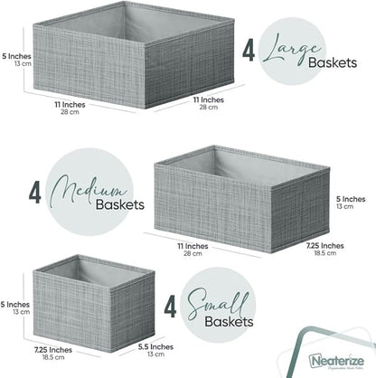 Drawer Organizer Clothes Set of 12 Grey