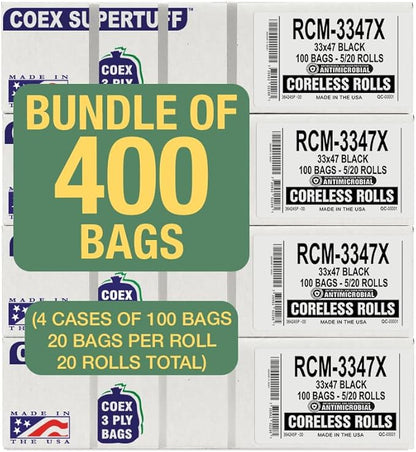 Aluf Plastics - 3 Ply Trash Bags, 40-45 Gallon, 1.5 Mil