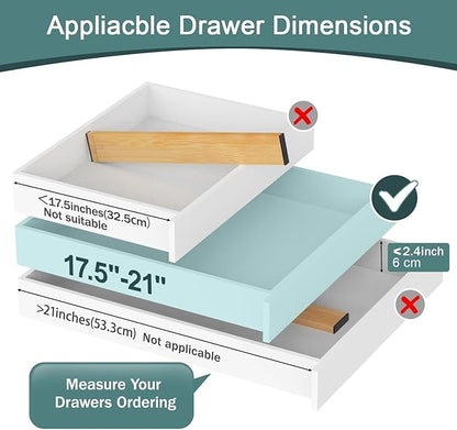 Lzerking Kitchen Drawer Dividers 4 Pack, Adjustable Bamboo Drawer Organizer