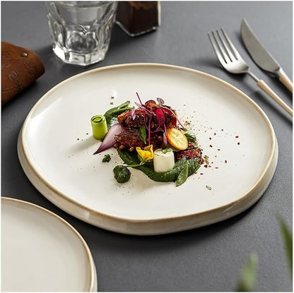 Dining Plate, Simple Ceramic Dinner Plates Round Pasta Steak Plate Restaurant Solid Color Creative Tableware Snack Dessert Tray Cooking Dishes,Kitchen Plates，One Color 6 inch