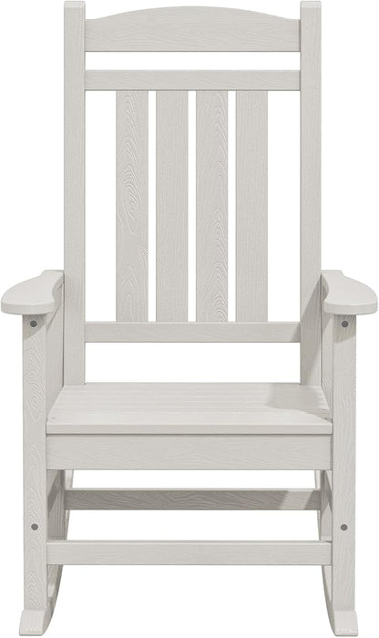KINGYES Oversized Outdoor Rocking Chair Set of 4, High Density Polyethylene Patio Rocking Chairs with 330lbs Support for Adults, White