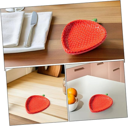 Strawberry Ceramic Appetizer Plate Snack Dish for Outdoor Dining Travel Family Gatherings Easy Clean Sauce Dish Charming Design for Desserts Sushi