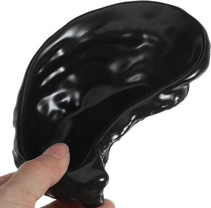 Zerodeko Ceramic Oyster Shell Serving Plate Matte Black Appetizer Dish Food Tray Dessert Server Creative Seafood Platter for Home Dining