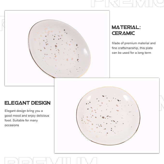 Ceramic Serving Plate Nordic Style round Appetizer Dish White Speckled Ceramic Plate for Home Dining and Restaurant Use