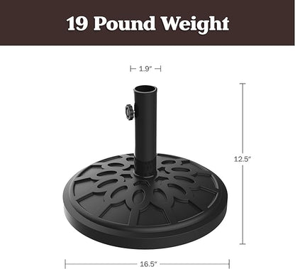 Umbrella Base - Heavy-Duty 19lbs Weighted Outdoor Stand for Patio Table, Tilt, and Lightweight Freestanding Umbrellas by Pure Garden (Black)