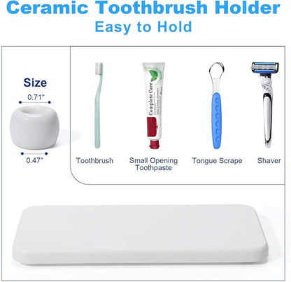 3 Pack Mini Ceramic Toothbrush Holder Stand