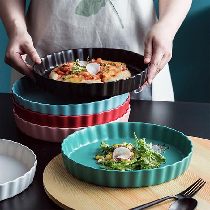 Creative Ceramic 10-inch Black round Sushi Plate Simple Pasta Dish Household Tableware for Home and Restaurant Serving