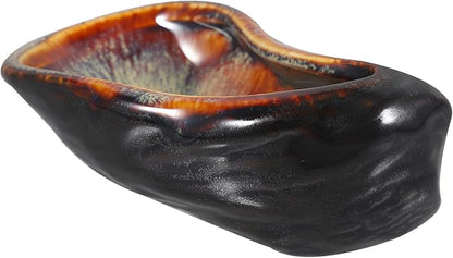 Oyster Serving Dish Ceramic Plate Vintage Glaze Food Plate Small Appetizer Tray for Seafood and Sushi Single Piece