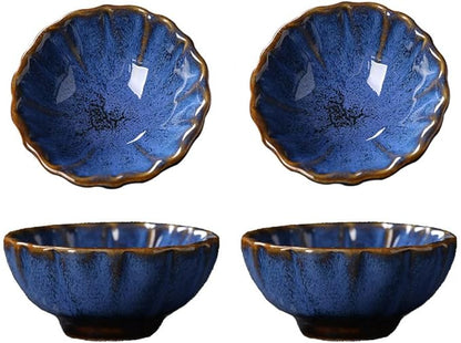 123Arts 4pcs Ceramic Retro Kiln Change Appetizer Plates Seasoning Dishes Relish Dishes,4inches