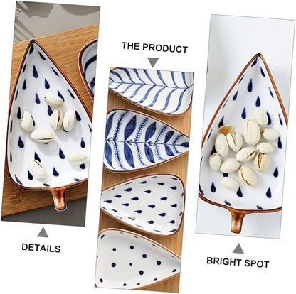 Homoyoyo Ceramic Snack Serving Plate with Leaf Design for Appetizers Sauces and Desserts for Home Dining Restaurants and Events